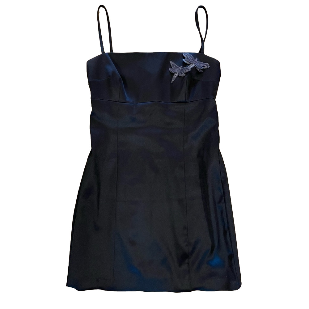 Hugo Buscati Collection Victoria's Secret London Black Dragonfly Mini Dress  90s